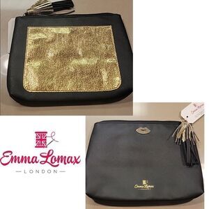 Emma Lomax Black and Gold Tassel Makeup Clutch Bag